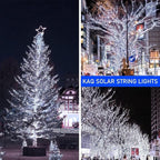 Solar String Lights Outdoor Waterproof 2PK 200LED 66FT Twinkle Lights Auto On/Off Solar Powered LED Fairy Light Green Wire with 8 Modes for Christmas Tree Party Wedding Garden Decoration (Cool White)