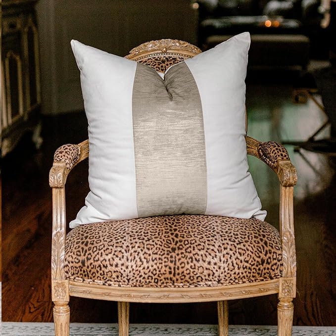 EVERGRACE x Kinsey Walsh Signature Velvet Panel Cotton Pillow Covers Set of 2, Decorative Pillow Covers 22"x22" for Couch, Square Cushion Cases for Sofa Bedroom Living Room, Sand Dune