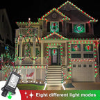 400 LED Christmas Lights Outdoor, 132ft Red and Green String Lights for Bedroom Clear Wire, 8 Modes Plug in Waterproof Fairy String Lights with Timer Memory for Tree Christmas Halloween Decorations