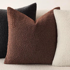 Foindtower Pack of 2, Curly Faux Fur Decorative Throw Pillow Covers Soft Fuzzy Plush Cushion Case with Zipper Cozy Pillowcase for Home Living Room Couch Bed Sofa 18 x 18 Inch,Red Brown
