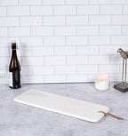 BIRDROCK HOME 23" Marble Serving Board - Charcuterie Board for Party Appetizers - Kitchen Platter for Food - Pizza Fruit Display - White