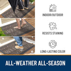 OLANLY Welcome Door Mat Indoor Outdoor Entrance, Heavy Duty Sturdy Front Door Mat, Waterproof All-Weather Doormat, Stain Resistant, Low Profile, Easy Clean Patio Entryway Mat, 29.5 x 17, Brown