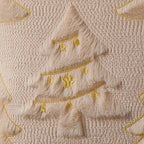 Christmas Pillow Covers 18x18 inch Set of 2 Soft Plush Faux Fur Christmas Decor Beige Xmax Tree Yellow Colored Lights Decoration Throw Pillow Case for Winter Holiday Sofa Living Room PT013C18