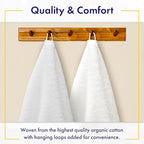 100% Organic Zero-Twist Cotton Towels - GOTS Certified Luxury Bath Towels - Ultra Soft & Plush 700GSM Long-Staple Cotton - 6 Piece Towel Set (White)