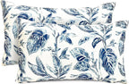 Decorative Throw Pillow Covers Set of 2 Blue Leaves Pillow Covers 12x20 inch Super Soft Short Plush Square Floral Throw Pillows,Farmhouse Outdoor Pillow Covers for Couch Bed Living Room