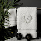 Decorative and Monogrammed Hand Towels for Bathroom Kitchen Makeup | Personalized Gift for Wedding-Bridal | Roman Font Custom Luxury Turkish Towel | Spa Collection, Oversized, 16 X 30 Inch, Set of 2