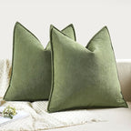 MIULEE Pack of 2 Sage Decorative Pillow Covers 18x18 Inch Soft Chenille Luxurious Couch Throw Pillows Farmhouse Cushion Covers with Elegant Design for Sofa Bedroom Living Room Home Decor