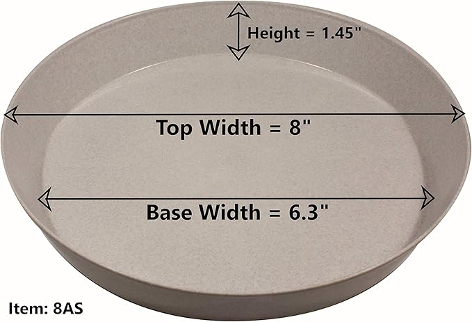 8 Inch (6.3 Inch Base) Case of 5 Plant Saucer - Terra Cotta Colored Polypropylene - Heavy Duty Indoor/Outdoor Tray and Drip Pan - Collects Flower Pot Excess Water Made in USA