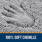 OLANLY Bathroom Rugs 24x16, Extra Soft Absorbent Chenille Bath Rugs, Rubber Backing Quick Dry, Machine Washable Bath Mats for Bathroom Floor, Tub and Shower, Home Decor Accessories, Grey