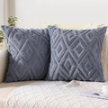 Pallene Blue Grey Throw Pillow Covers 20x20 Set of 2, Soft Plush Faux Fur Decorative Couch Pillow Covers for Sofa Bed Living Room Pillow Cases with 3D Diamond Pattern