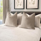 MIULEE Pack of 2 Beige Decorative Pillow Covers 20x20 Inch Soft Chenille Luxurious Couch Throw Pillows Farmhouse Cushion Covers with Elegant Design for Sofa Bedroom Living Room Home Decor