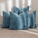 MIULEE Pack of 4 Couch Throw Pillow Covers 18x18 Inch Smoke Blue Soft Decorative Chenille Pillow Covers Farmhouse Accent Cushion Covers for Boho Home Decor Sofa Bedroom Living Room