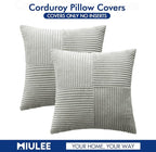 MIULEE Silver Grey Corduroy Pillow Covers Pack of 2 Boho Decorative Spliced Throw Pillow Covers Soft Solid Couch Pillowcases Cross Patchwork Textured Cushion Covers for Living Room Bed Sofa 20x20 inch
