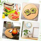Meanplan 3 Pcs Round Wood Trays Round Charcuterie Board Bulk Bamboo Serving Platter with Rim Polished Wooden Vegetable Platter for Holding Fruit Bread Pizza Party Decor Christmas Supplies (13.8 Inch)