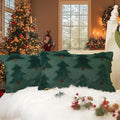 GEEORY Christmas Pillow Covers 12x20 Inch Set of 2, Christmas Decorations Xmas Tree Soft Plush Fluffy Faux Fur Decorative Throw Pillows Farmhouse Winter Cushion Case Green Brown GC033-12