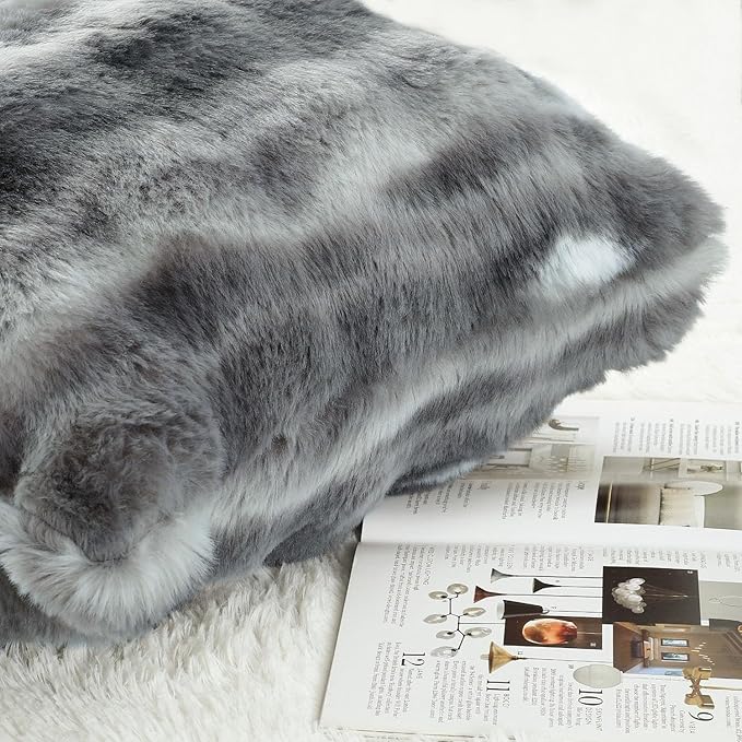 MADIZZ Pack of 2 Thick Plush Wool Throw Pillow Covers 26x26 Inch Dark Grey Soft Neutral Decorative Throw Pillows Accent Boho Cushion Covers for Couch Sofa Bedroom Pillow Shell