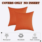Kevin Textile Fall Pack of 2 Outdoor Waterproof Pillow Covers Checkered Decorative Cushions Sham Throw Pillowcases Shell for Patio Tent Garden Couch Bed Sofa 22x22 Inch Orange