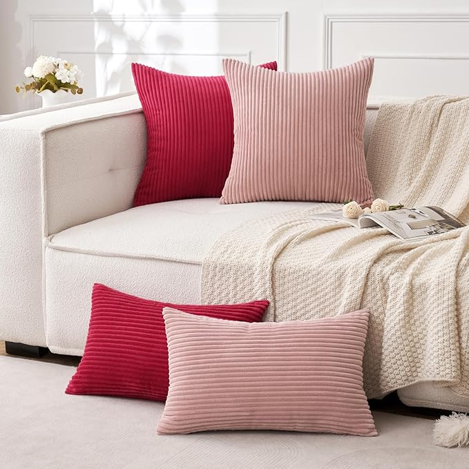 MIULEE Pack of 2 Pillow Covers Soft Soild Decorative Square Throw Pillow Covers Set Cushion Cases Pillowcases for Sofa Bedroom Car 24 x 24 Inch 60 x 60 Cm Blush Pink