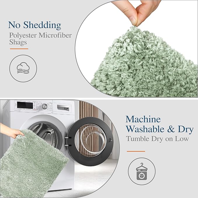 Walensee Large Bathroom Rug (24 x 72, Pale Green) Extra Soft and Absorbent Shaggy Bath Rug Machine Washable Microfiber Bath Mat Non Slip Bath Mat, Luxury Bathroom Floor Mats
