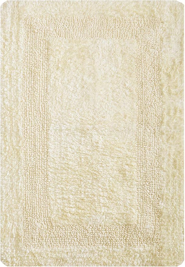 Bathroom Rugs Set 2 Piece Light Yellow Cotton Tufted Reversible Washable Bath Mats for Bathroom Floor| Quick Dry Bathroom Mat for Tub Spa Shower Toilet| Entry Way Door Mats|21x32 & 17x24 Inches