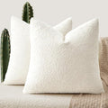 ANRODUO Pack of 2 Textured Boucle Throw Pillow Covers Soft White Euro Decorative Accent Solid Pillow Cases Cozy Modern Couch Cushion Case for Chair Sofa Bedroom Living Room Home Decor, 26 x 26 Inch