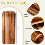 Small Charcuterie Boards Rectangular Long Wooden Platters Acacia Wood Serving Tray 2 Pcs Wooden Tray Kitchen Charcuterie Platter for Food Cookie Dessert Fruit Snack, 14" x 5.5" x 0.6"