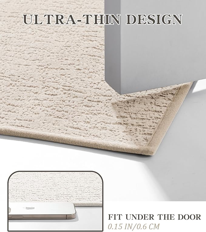 chakme Bathroom Rugs Mat 59x24, Ultra Thin Non Slip Bath Mat Quick Dry Absorbent Bath Mat for Bathroom Floor, (Light Beige, 59"x24")