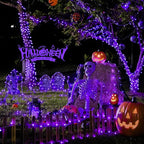 JMEXSUSS 163 FT 500 LED Purple Halloween Lights, 8 Modes Purple Light Indoor Outdoor Waterproof, Remote Control Christmas String Lights Plug-in for Halloween Roof Bedroom Party Tree