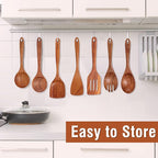 12 Piece Wooden Spoons for Cooking, Wooden Utensils for Cooking with Utensils Holder, Natural Teak Wooden Kitchen Utensils Set with Wooden Spoon Rest, Comfort Grip