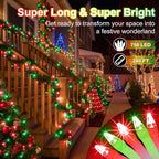 750 LED 240FT Christmas String Lights Outdoor, 12 Pro Modes and Timer Memory & Brightness, Plug in Outdoor Waterproof Clear Wire Twinkle Light for for Xmas Yard Tree Wedding Party Decor (Red & Green)