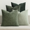 MIULEE Pack of 4 Christmas Couch Throw Pillow Covers 18x18 Inch Green Soft Decorative Chenille Pillow Covers Farmhouse Accent Cushion Covers for Boho Home Decor Sofa Bedroom Living Room