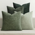 MIULEE Pack of 4 Christmas Couch Throw Pillow Covers 18x18 Inch Green Soft Decorative Chenille Pillow Covers Farmhouse Accent Cushion Covers for Boho Home Decor Sofa Bedroom Living Room