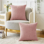 MIULEE Pack of 2 Couch Valentines Throw Pillow Covers 16x16 Inch Soft Spring Blush Pink Chenille Pillow Covers for Sofa Living Room Solid Dyed Pillow Cases
