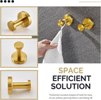 Angle Simple Towel Hooks, SUS 304 Stainless Steel Coat Robe Wall Hooks, Bathroom Hand Towel Hanger, Brushed Gold, 2 Pack
