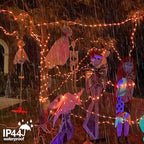 QITONG 4 Pack Orange Solar Fairy Lights, Each 33ft 100 LED Halloween Lights Outdoor Waterproof, 8 Modes Copper Wire Mini String Lights