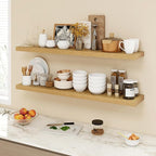 48 Inch Floating Shelves, 9.3" Deep Floating Shelf Wall Mounted, 48" Wall Shelves, Rustic Deep Bookshelf, Large Display Shelves & Storage Shelves for Bedroom, Living Room, Oak, Set of 1