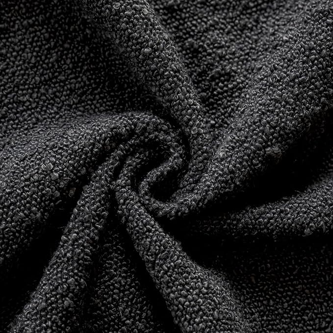 Foindtower Set of 2, Decorative Textured Boucle Throw Pillow Covers Accent Solid Pillow Cases Neutral Soft Couch Cushion Case for Chair Sofa Bedroom Living Room Home Decor 24 x 24 Inch Black
