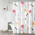 QiyI Extra Long Shower Curtain 72 x 84, Modern Watercolor Floral Bath Curtain, 3D Embossed Texture Peach Pink Flower Cloth Bathroom Curtains, Waterproof Fabric Farmhouse Shower Curtain Set with Hooks