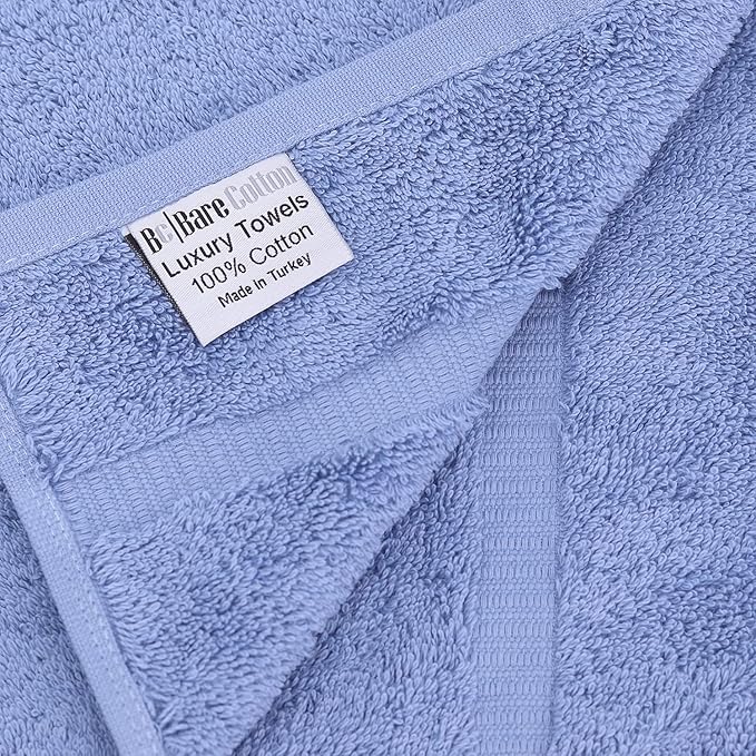 Luxury Hotel & Spa Collection Highly Absorbent, Quick Dry 100% Turkish Cotton 700 GSM, Eco Friendly Towel, for Bathroom Dobby Border Soft Bath Towel Set 27 X 54 -Wedgewood, Bath Towels - Set of 4