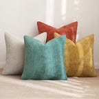 MIULEE Pack of 4 Couch Throw Pillow Covers 16x16 Inch Neutral Orange/Teal Soft Decorative Chenille Pillow Covers Farmhouse Accent Cushion Covers for Boho Home Decor Spring Sofa Bedroom Living Room