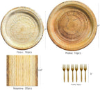 Rustic Wood Grain Party Supplies for 16 – Disposable Plates, Napkins, Tablecloth & Cutlery – Ideal for Camping, Hunting, Outdoor or Forest-Themed Events