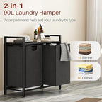 Laundry Basket Organizer, Laundry Hamper with Shelf & 2 Pull-Out Removable Bags, Dirty Clothes Hamper Organizer for Laundry Room Bathroom and Dorm, 2 x 11.8 gallons (44.5L)