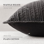 Foindtower Set of 2 Decorative Cotton Waffle Weave Throw Pillow Covers Euro Shams Cushion Covers Accent European Pillowcase for Bed Couch Sofa Bedroom Living Room Home Decor 20×20 Inch Dark Grey