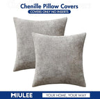MIULEE Pack of 2 Couch Throw Pillow Covers 20x20 Inch Light Gray Modern Boho Accent Decorative Pillow Covers Soft Chenille Farmhouse Cushion Covers for Home Decor Bed Sofa Living Room