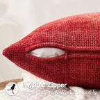 MIULEE Pack of 2 Christmas Red Couch Throw Pillow Covers 18x18 Inch Modern Boho Accent Decorative Pillow Covers Soft Chenille Farmhouse Cushion Covers for Home Decor Bed Sofa Living Room