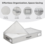 Cupic Cupid Under Bed Storage Containers, 2 Pack Foldable Organizer with Lid for Bedroom, Underbed Storage Box for Blankets, Clothes, Shoes, Grey