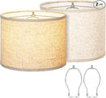 Lamp Shades Set of 2, Drum Lampshades 13" Top x 13" Bottom x 10" High with Spider Fitter, Large Replacement Lamp Shades for Table Lamps, Floor Lamps, Easy Assembly Required (2, Beige)