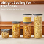 Glass Food Storage Jars with Lids[Set of 5], Perfect for Pasta, Cookies, Nuts, Coffee, Cereal, Flour, and More, Organize Your Kitchen with these BPA-Free Glass Jars with Silicone Lids