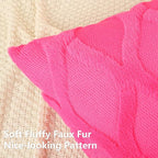 decorUhome Throw Pillow Covers 22x22 Inch Set of 2, Soft Plush Faux Fur Wool Hot Pink Couch Pillow Covers, Decorative Neutral Pillow Cases for Bed Sofa Living Room Home Decor