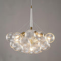 White Gold Bubble Ball Chandelier 6-Light Dia 24 Inch Mid-Century Blown Glass Light Fixtures Swirled Clear Globe Chandeliers Lighting Pendant for Dining Living Room Entryway Island